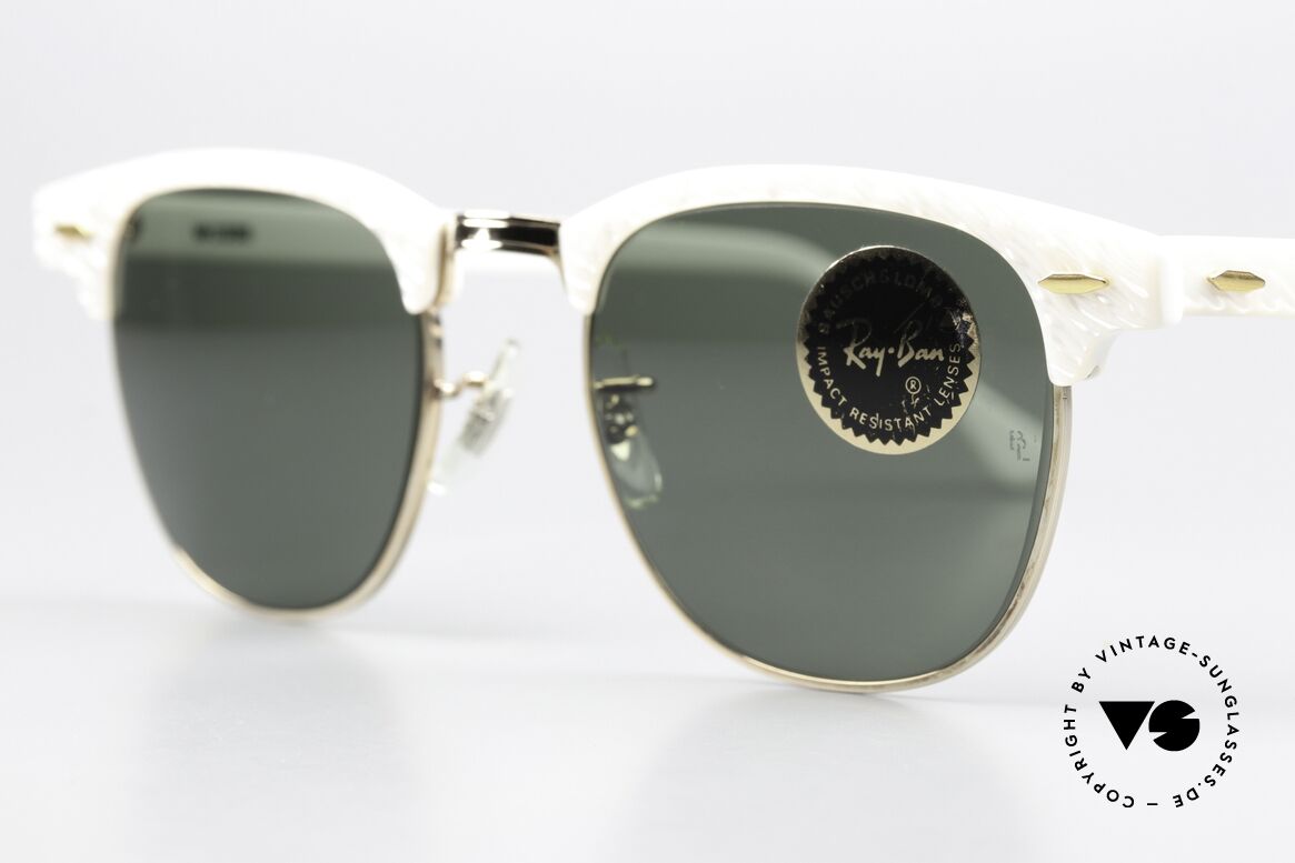 Ray Ban Clubmaster Alte USA Brille Bausch&Lomb, die Unisex-Version in "electric white" Kolorierung, Passend für Herren und Damen