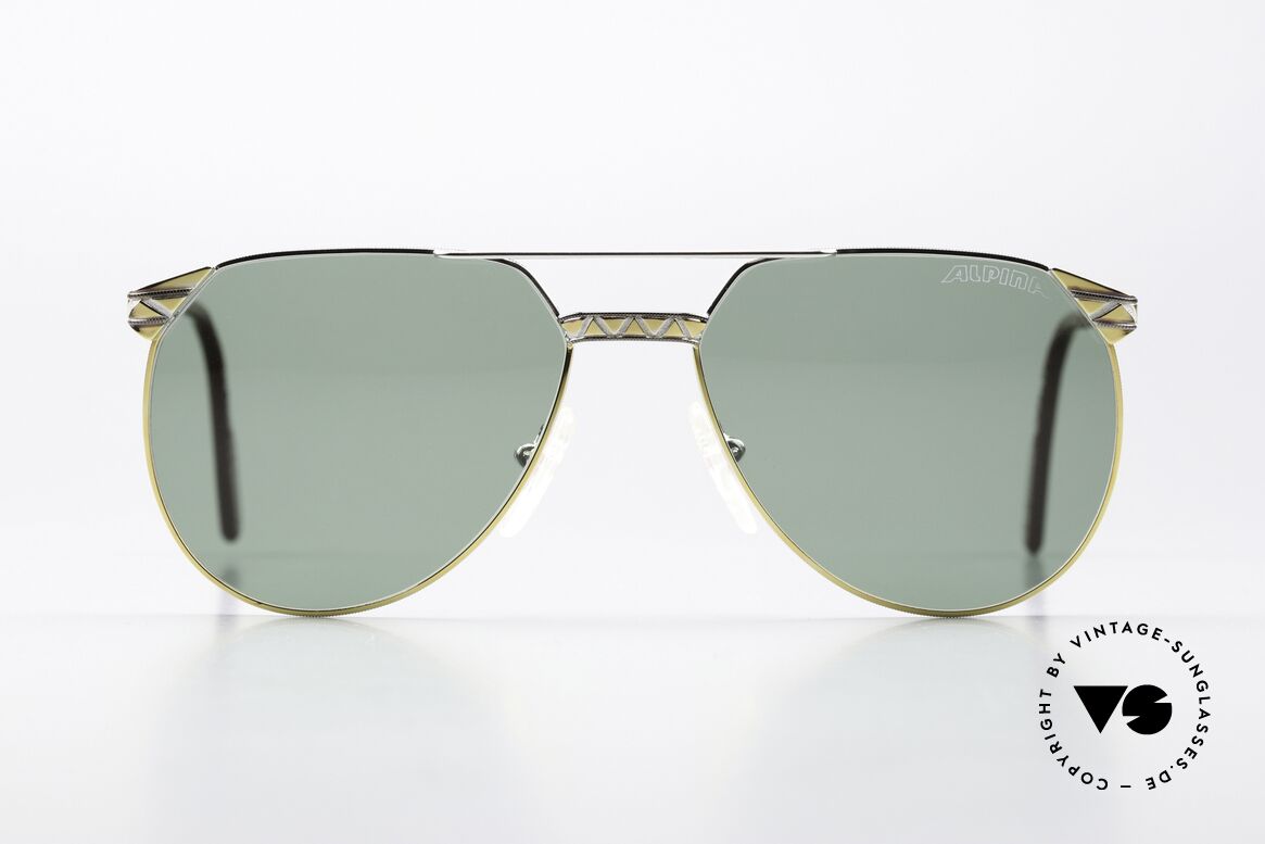 Alpina M42 West Germany Sonnenbrille, bicolorer (gold-silber) Rahmen mit tollem Muster, Passend für Herren und Damen