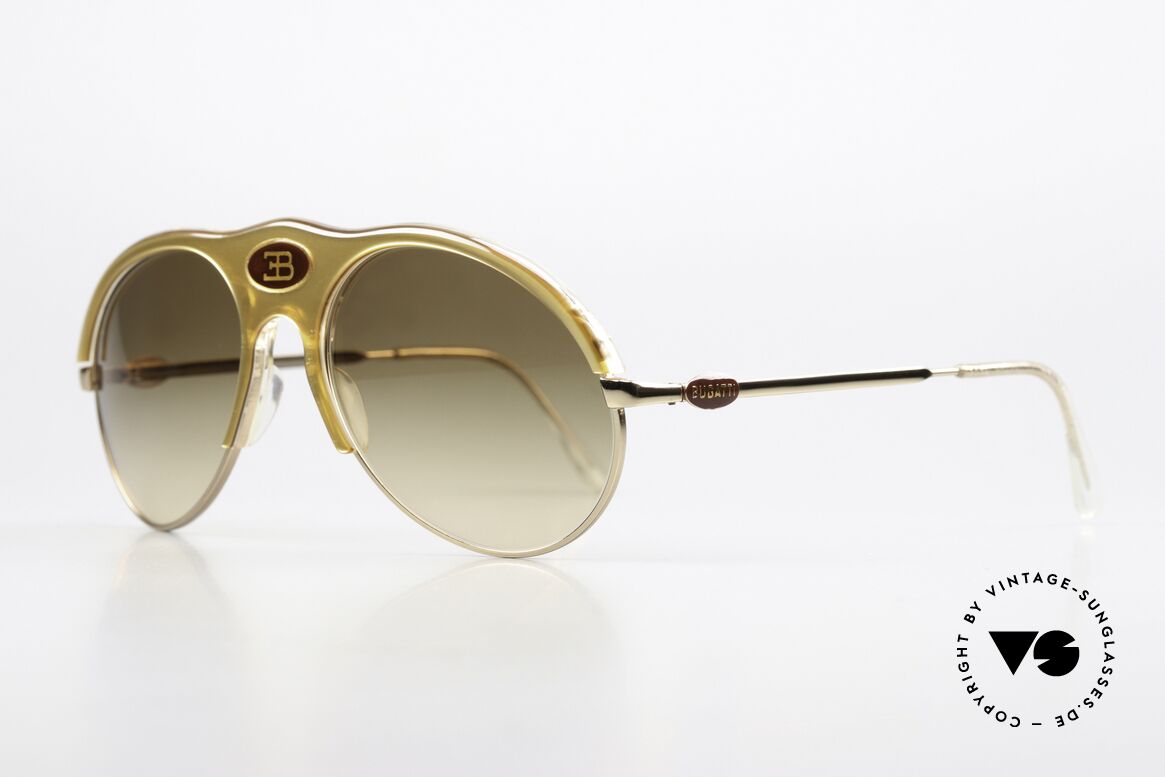 Bugatti 64901 Sammler Sonnenbrille 70er, LARGE Fassung (58mm) mit zentralem Bugatti-Logo, Passend für Herren