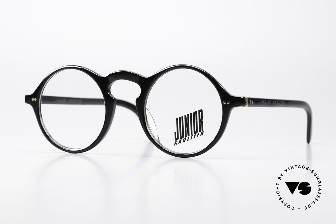 Jean Paul Gaultier 57-0072 Schwarz Mit Goldenen Nieten, Jean Paul Gaultier 57-0072 Vintage Brille; 46x24, Passend für Herren und Damen