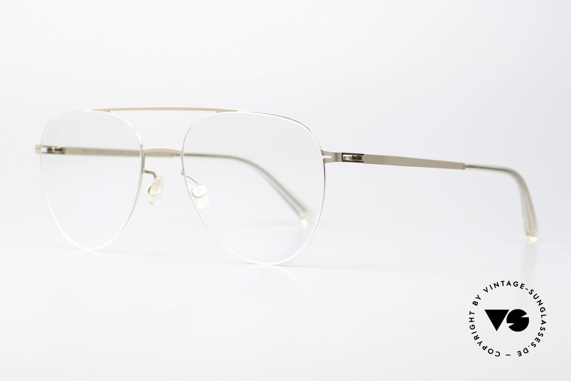 Mykita Jun Large Aviator Lessrim Frame, color 330 = Champagne Gold & Taupe Grey (unisex), Passend für Herren und Damen