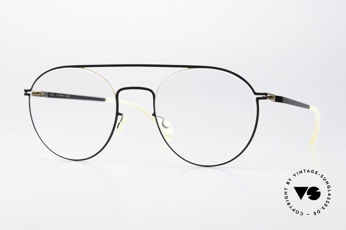 Mykita Minttu Unisex Brille Gold Jetblack, Mykita Brille, Modell LITE Minttu, Gr. 49-20, col 167, Passend für Herren und Damen