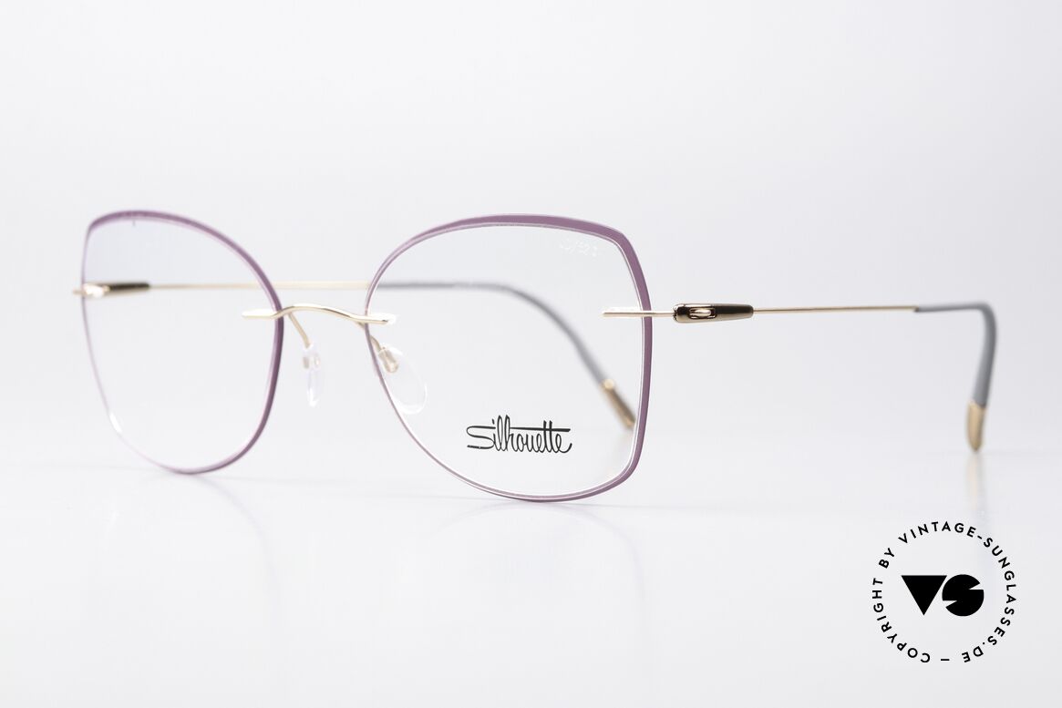 Silhouette 5500 Damenbrille Violett Rose, eine feine Randlos-Brille in sehr femininer Form, Passend für Damen