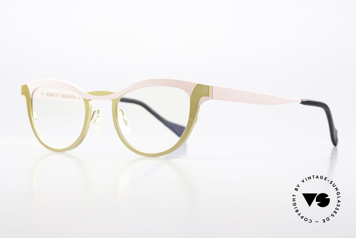 Anne Et Valentin Guimard Brille In Zartrosa Mattgold, das Ehepaar Anne (Künstlerin) & Valentin (Optiker), Passend für Damen