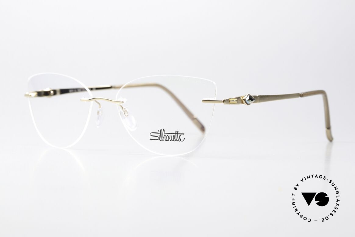 Silhouette 5513 Damenbrille Swarovski Stein, eine feine Randlos-Brille in sehr femininer Form, Passend für Damen