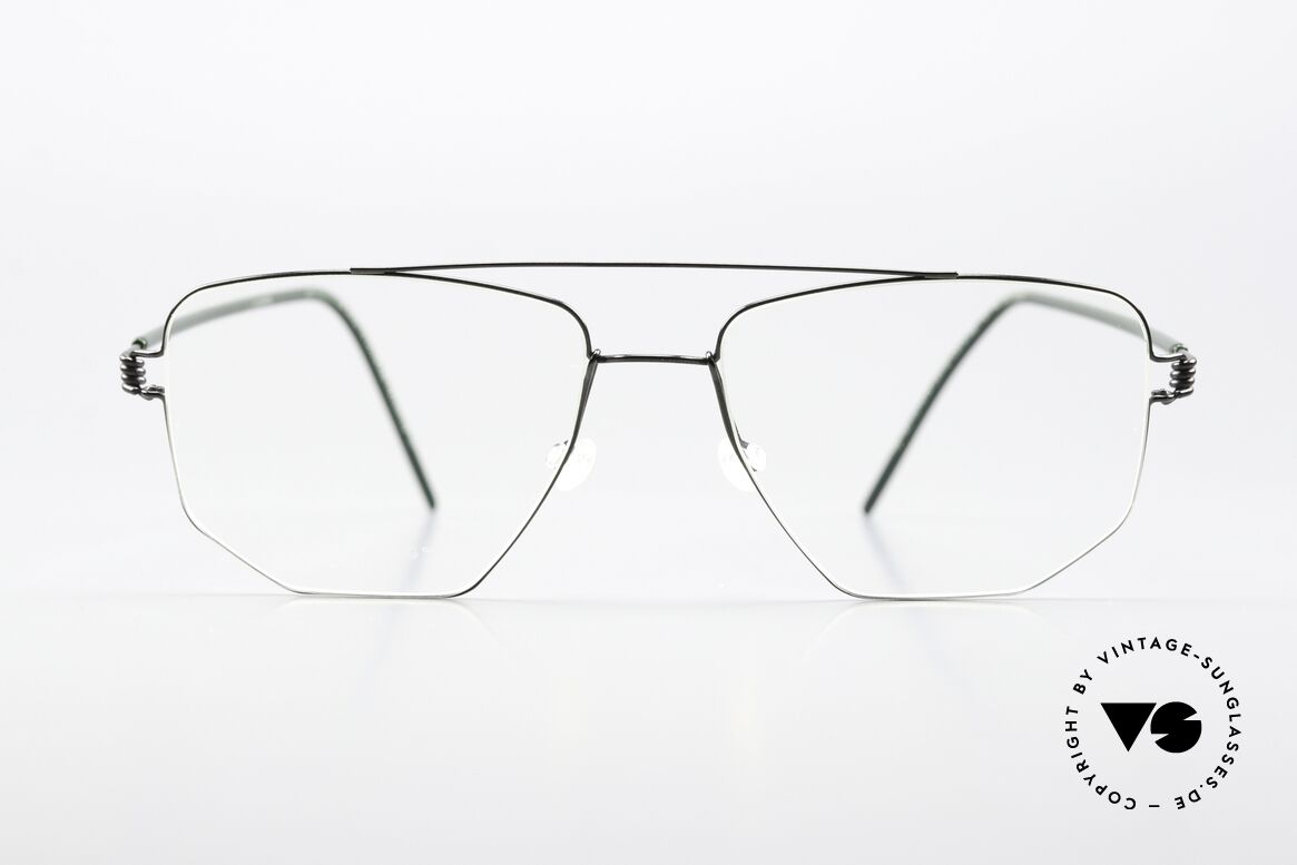 Lindberg Edwin Air Titan Rim Sehr Maskuline Brillenform, Modell Edwin, Gr. 53-16, 145, col PU9: schwarz poliert, Passend für Herren