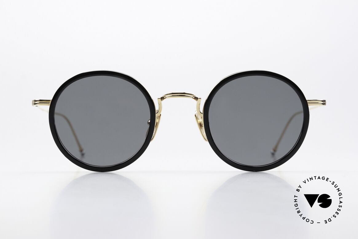 Thom Browne TBS906 Stilvolle Runde Sonnenbrille, Titanium-Fassung mit Azetat-Ringen, in Größe 46-25, Passend für Herren