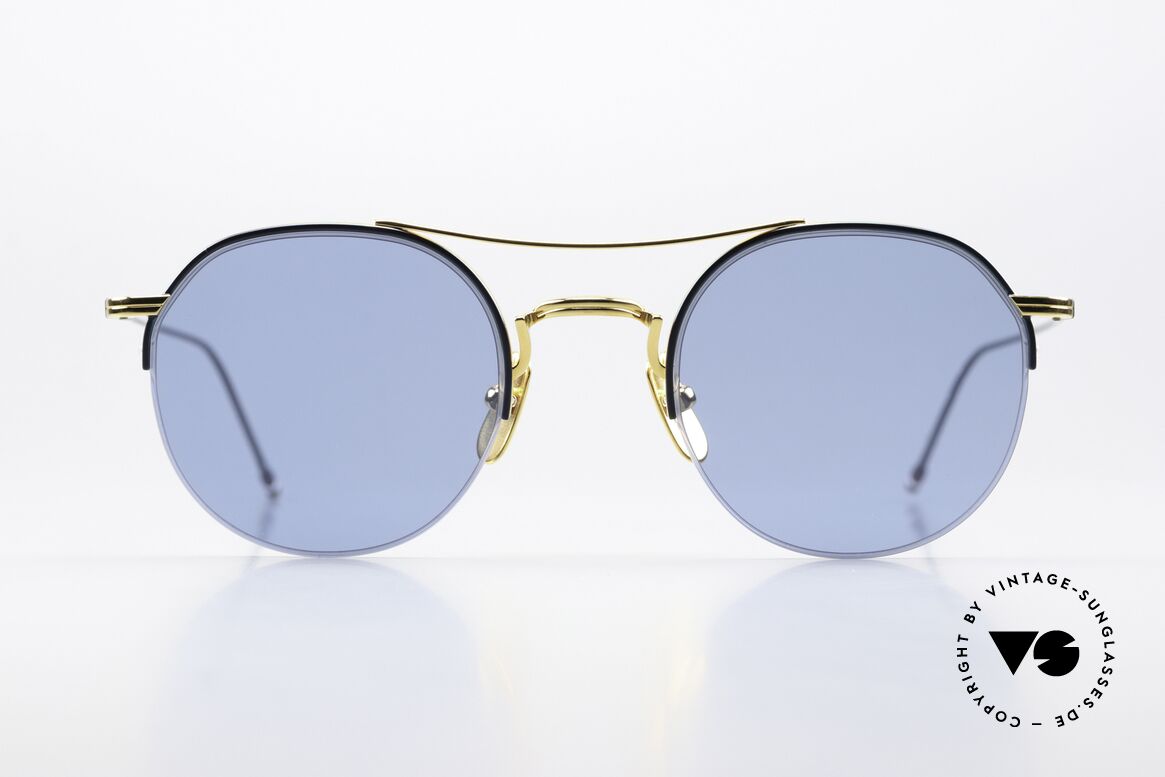 Thom Browne TB903 Titansonnenbrille Halbrand, Thom Browne Sonnenbrille; TB903-B-NVY-GLD-49, Passend für Herren