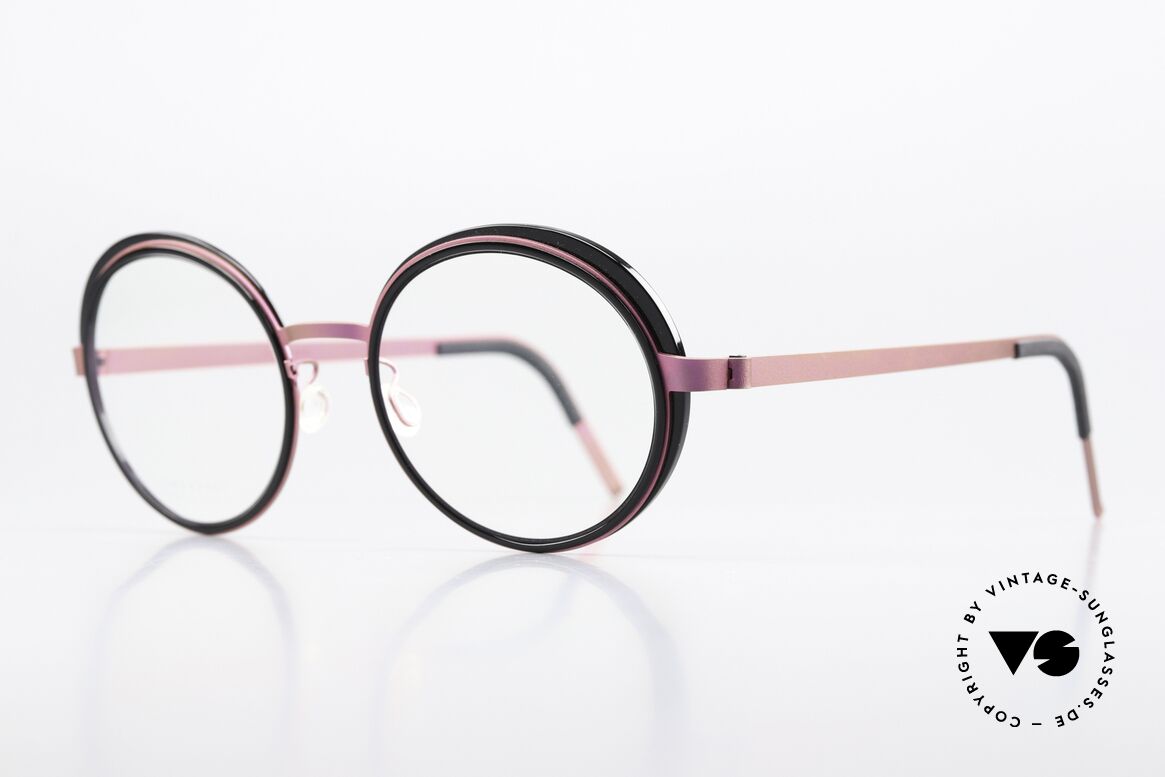 Lindberg 9732 Strip Titanium Violett Metallic Schwarz, wunderschöne Damen-Brillenfassung mit Inner-Rims, Passend für Damen