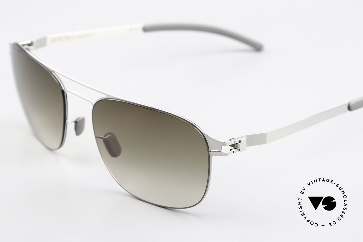 Mykita Paco Sonnenbrille In Shiny Silver, wohlbekannte Spitzenqualität; handmade in Germany, Passend für Herren