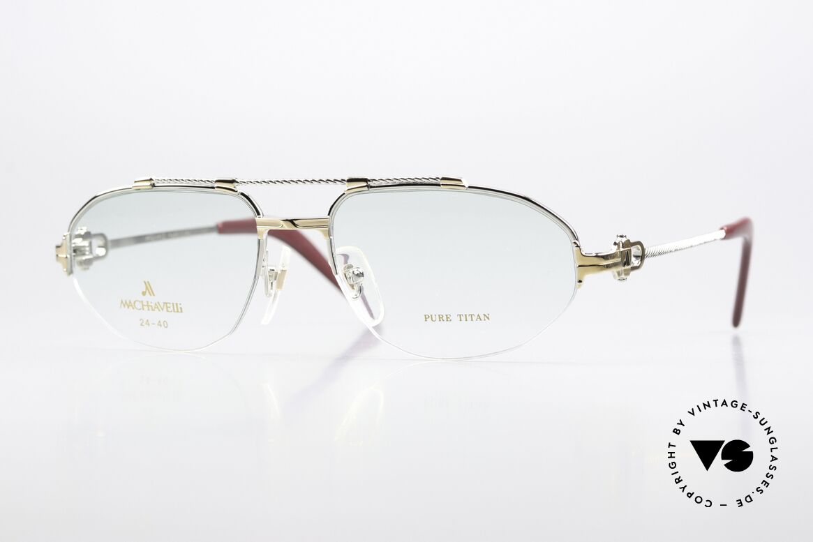 Machiavelli 24-40 Alte 80er Brille Gold & Platin, MACHiAVELLi 24-40 Pure Titanium vintage Herrenbrille, Passend für Herren