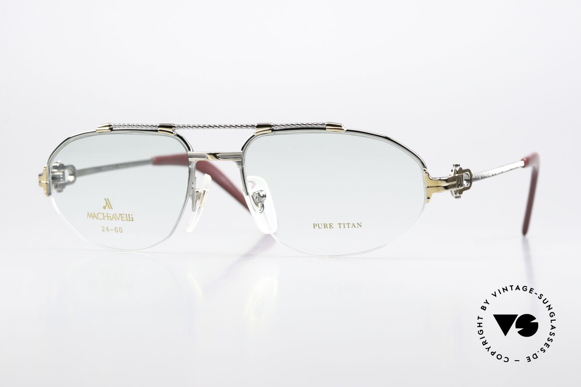 Machiavelli 24-60 80er Brille Palladium Gold, MACHiAVELLi 24-60 Pure Titanium vintage Herrenbrille, Passend für Herren