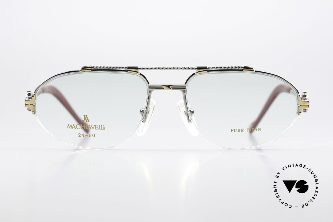 Machiavelli 24-60 80er Brille Palladium Gold, Kollektion benannt nach dem italienischen Philosophen, Passend für Herren