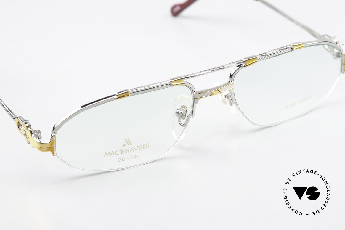 Machiavelli 25-60 Herrenbrille Palladium Gold, halb rahmenlos (Nylor-Brille) & entspechend komfortabel, Passend für Herren