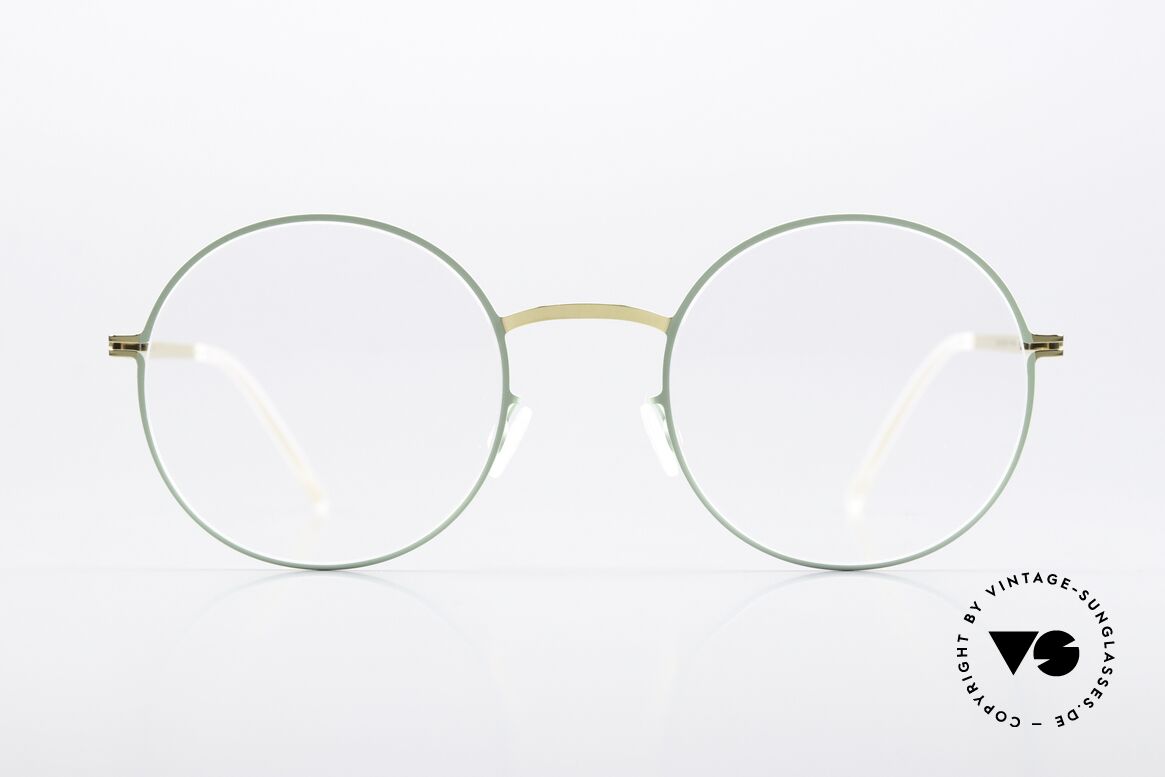 Mykita Pernilla Rahmen Gold / Aqua Green, runde Brille aus der LITE-Kollektion von 2016-2018, Passend für Damen