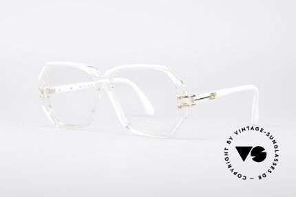 Cazal 169 Kleine Designer Brille, kristallklare Fassung mit weißen Rahmen-Umrandungen, Passend für Damen