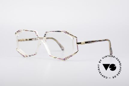 Cazal 355 Spektakuläre Vintage Brille, orig. Farbbezeichnung: granat oliv fuchsia / kristall, Passend für Damen