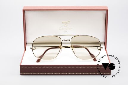 Cartier Romance Santos - L Luxus Sonnenbrille, teure Mineralgläser (100% UV) mit feinen Cartier-Logos, Passend für Herren