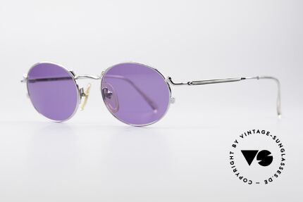 Jean Paul Gaultier 57-2176 Ovale Vintage Sonnenbrille, die violetten Sonnengläser sind ggf. austauschbar, Passend für Herren und Damen