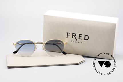 Fred Grand Largue Panto Luxus Sonnenbrille, ungetragenes altes 90er ORIGINAL & keine Retrobrille, Passend für Herren