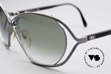 Christian Dior 2499 Damen 80er XL Sonnenbrille, 'antik silberne' Fassung mit grünen Verlaufsgläsern, Passend für Damen