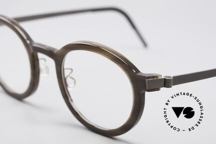 Lindberg 1811 Horn Runde Büffelhorn Titan Brille, absoluter Luxus, denn jedes Horn-Modell ist einzigartig, Passend für Herren