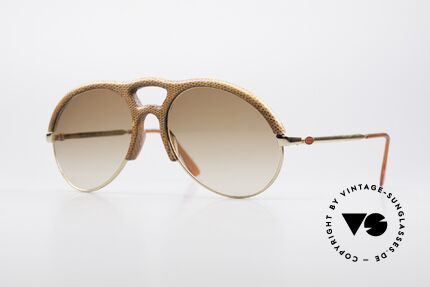 Bugatti 64738 70er Leder Sonnenbrille Echse, Bugatti Designer Luxus-Sonnenbrille aus den 70ern, Passend für Herren