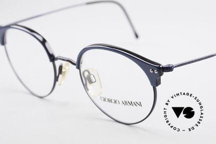 Giorgio Armani 377 Echt 90er Panto Brillengestell, zudem interessante Rahmenlackierung in dunkelblau, Passend für Herren und Damen