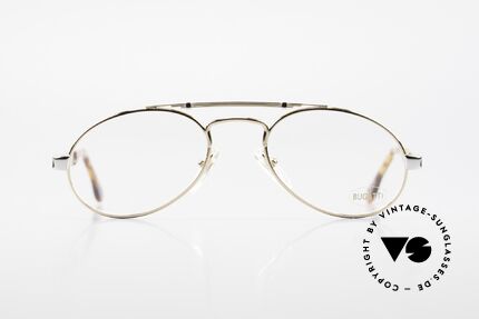 Bugatti 16908 Vergoldete Vintage Brille 80er, typische 80er Jahre Bugatti Herren-"Tropfenform", Passend für Herren