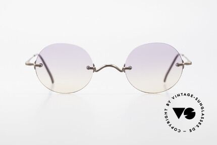 Freudenhaus Flemming Randlose Sonnenbrille Rund, bronze Metallfassung aus den 90ern, made in Japan, Passend für Herren und Damen