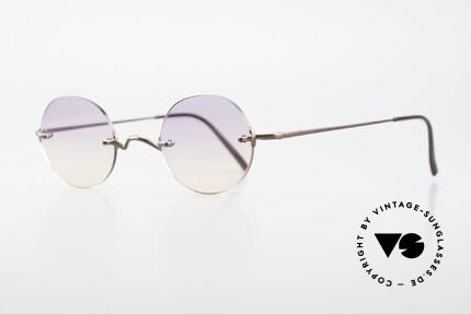 Freudenhaus Flemming Randlose Sonnenbrille Rund, Sonnengläser zweifach Verlauf von violett zu orange, Passend für Herren und Damen