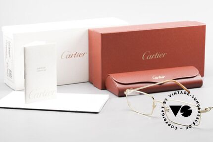 Cartier River - M Goldene Luxus Brille Eckig, Größe: medium, Passend für Herren