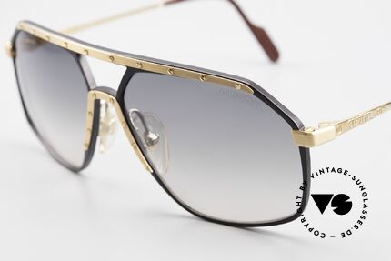 Alpina M6 True Vintage Sonnenbrille 80er, schwarz/gold: goldene Blende & goldene Schrauben, Passend für Herren und Damen
