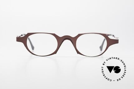 Theo Belgium Eye-Witness OB Damenbrille Avantgarde Style, interessante Designerbrille in 'weinrot' bzw. 'rotbraun', Passend für Damen