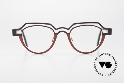 Theo Belgium Percé Designerbrille Panto Titanium, zweifarbiger Rahmen erscheint wie zwei Bögen, Passend für Herren und Damen
