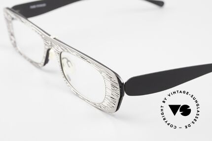 Theo Belgium Eye-Witness PJ Clip-On Front Titanbrille, schwarzer Titanium-Rahmen mit Clip-On Front in silber, Passend für Damen
