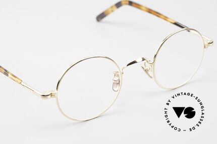 Lunor VA 110 Runde Unisexbrille Gold, kreisrunde Fassung mit Nasenpads aus reinem Titan, Passend für Herren und Damen