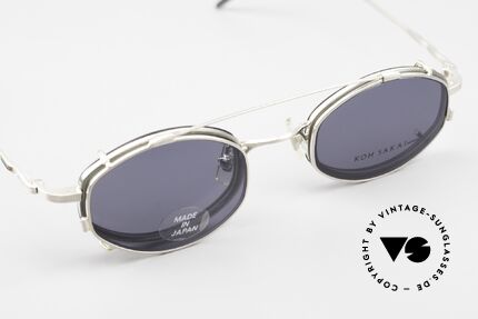 Koh Sakai KS9836 Clip On Titanium Brille 90er, die gesamte Fassung mit aufwändigen kleinen Gravuren, Passend für Herren und Damen