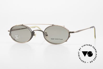 Koh Sakai KS9721 Ovale Vintage Brille Titanium, vintage Brille Koh Sakai 9721, 44-21 mit Sonnen-Clip, Passend für Herren und Damen