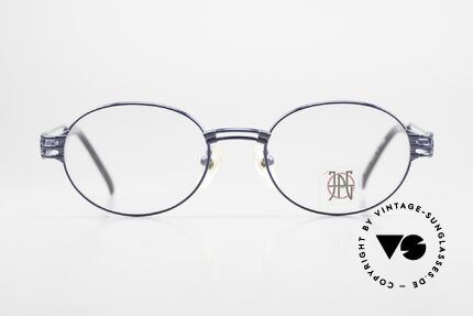 Jean Paul Gaultier 57-5107 90er Brille Blau Metallic, ovales Metallgestell; made in Japan; TOP-Qualität, Passend für Herren und Damen
