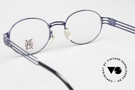 Jean Paul Gaultier 57-5107 90er Brille Blau Metallic, sehr elegante Rahmenlackierung in BLAU-metallic, Passend für Herren und Damen