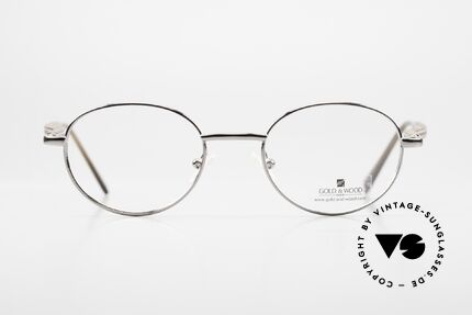 Gold & Wood 409 Luxus Holzbrille Platinum, ovale Holz-Brillenfassung; kostbar platin-plattiert, Passend für Herren und Damen