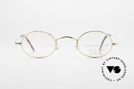 Savile Row Oval 38/24 14k Rolled Gold Rahmen, kleine ovale Brille (Rahmen ist 14kt Gold-Rolled), Passend für Herren und Damen