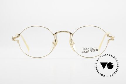 Jean Paul Gaultier 55-3171 Runde 90er Brille Vergoldet, ein bisschen 'John Lennon Stil' - zeitloser Klassiker!, Passend für Herren und Damen