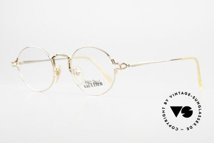 Jean Paul Gaultier 55-3171 Runde 90er Brille Vergoldet, dennoch mit vielen Rahmendetails (typisch Gaultier), Passend für Herren und Damen