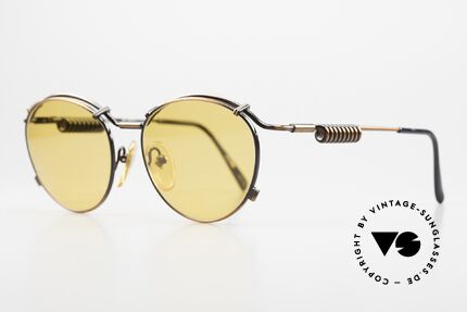 Jean Paul Gaultier 56-9174 Vintage Brille Antik Kupfer, die Metallbügel sind geformt wie eine Stromspule, Passend für Herren und Damen