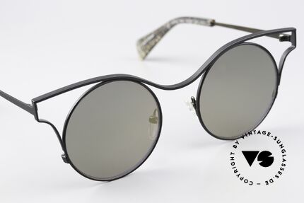 Yohji Yamamoto YY7014 Extravagante Sonnenbrille, leicht GOLD-verspiegelte Sonnengläser (100% UV), Passend für Damen