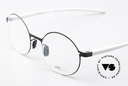 Götti Tamal Superleichte Runde Brille, Front = matt schwarz (BLKM), Bügel = hellgrau (G), Passend für Herren und Damen