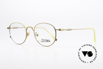 Jean Paul Gaultier 55-2172 Runde Vintage Brille 90er, mattgoldenes 90er Jahre Unikat in TOP-Qualität, Passend für Herren und Damen