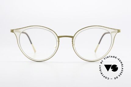 Lindberg 9728 Strip Titanium Cateye Brille Kristall Gold, hinreißendes Modell 9728 in Größe 46/20, Color GT, Passend für Damen